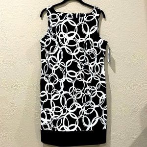 NWT Apt.9 Sheath Dress Black White Size 14